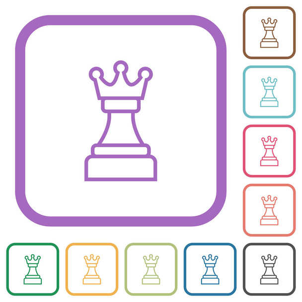 Beyaz satranç kraliçesi basit simgeler - Vektör, Görsel