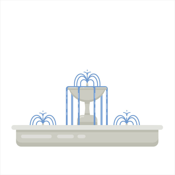 Flat vector illustration of fountain with bowl and water splash. - Vector, Image