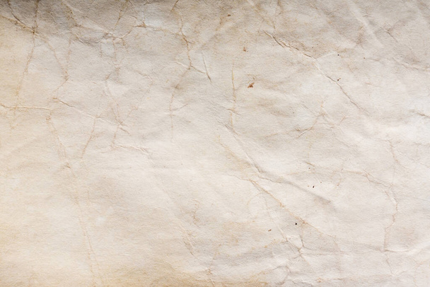 Aged paper sheet. Blank old background with dust and dirty stains. Vintage and antique art concept. Detailed closeup studio shot. Front view. Toned - Fotoğraf, Görsel