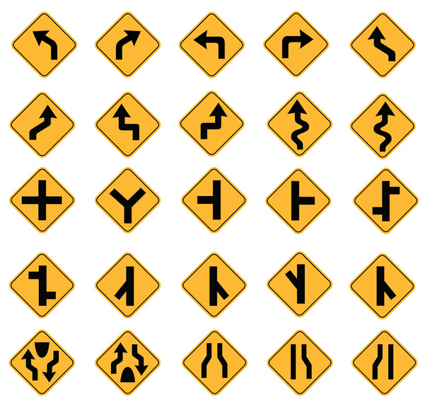 gele verkeerstekens - Vector, afbeelding