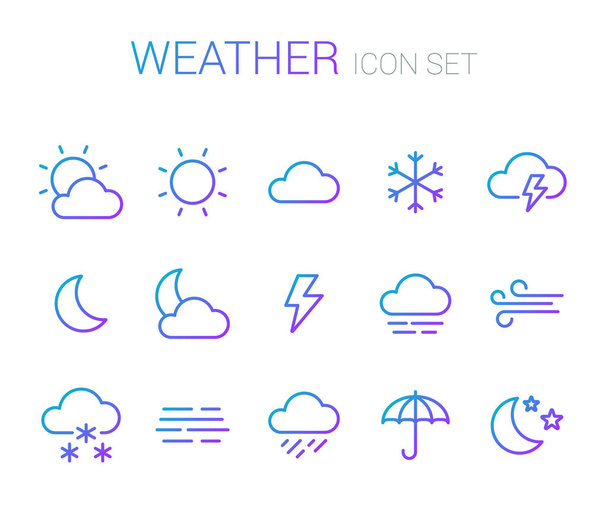Weather and forecast icon set - Vektör, Görsel