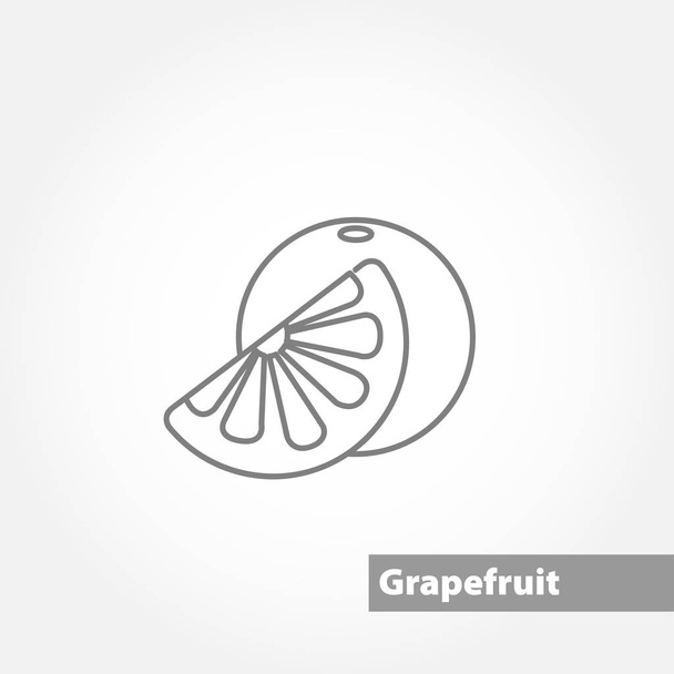 иконка векторной линии грейпфрута на белом фоне
 - Вектор,изображение