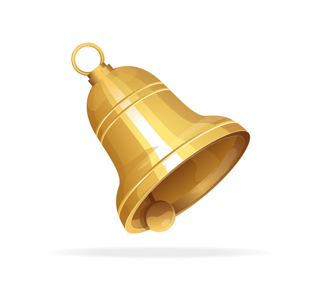 Golden Christmas bell on white background - Vetor, Imagem