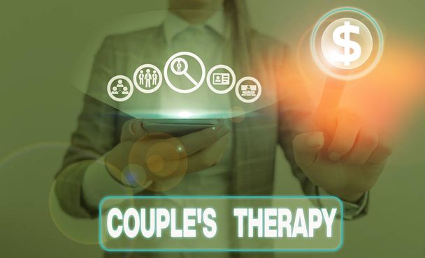 Schreibnotiz, die Paartherapie zeigt. Geschäftskonzept zur Behandlung von Beziehungsnotlagen für Einzelpersonen und Paare - Foto, Bild