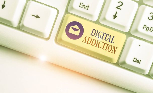 Text sign showing Digital Addiction. Business photo text disorder that involves the obsessive use of mobile devices - Photo, Image