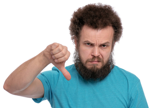 Сумасшедший бородатый человек эмоции и знаки - Фото, изображение