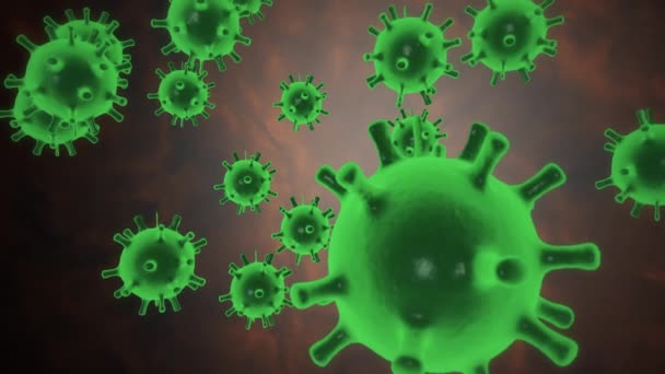 Koronaviruksen 3D-animaatio. Bakteerien ja viruksen taudinpurkaus, mikro-organismeja aiheuttava tauti, kuten Coronavirus 2020 - Materiaali, video