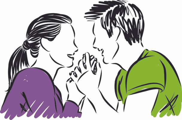 para mężczyzna i kobieta dotykając ręce wektor ilustracja - Wektor, obraz
