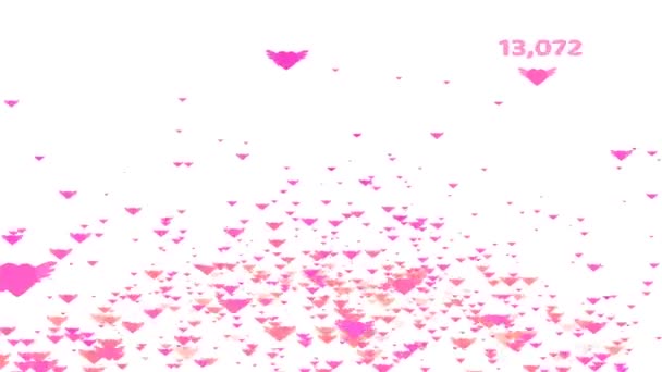 Millones de corazones rosados volando y contando y texto de San Valentín
 - Metraje, vídeo
