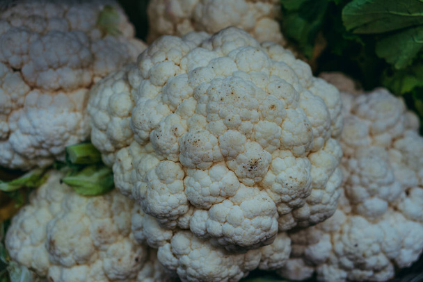 Cauliflower. Cauliflower is sold on the counter in the supermark - Photo, image