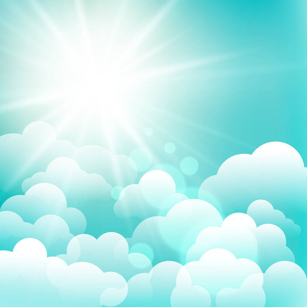 Blue sky sun background. Clear summer nature, sunlight weather.  - Vector, Image