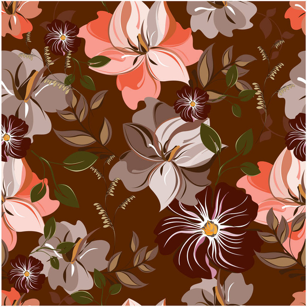 Vector abstract background flowers seamless pattern - Вектор, зображення