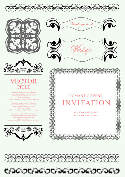 Collection of vector frames and ornaments with sample text. - Vector, Image