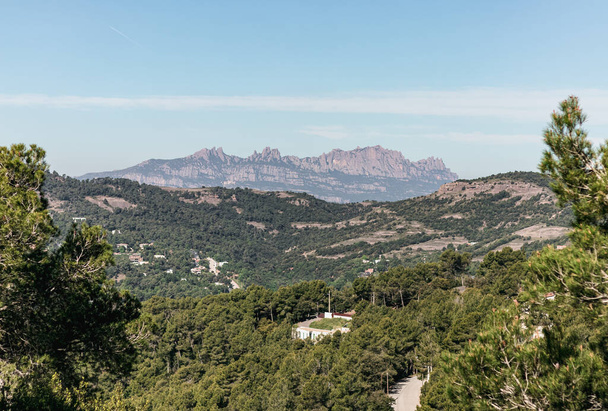 Countryside landscape with montserrat mountain in Spain - Φωτογραφία, εικόνα