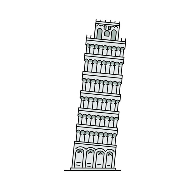 Famous Italian landmark - falling Pisa tower icon, vector illustration isolated. - Vektör, Görsel