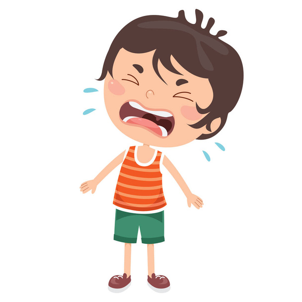 Расстроенный маленький ребенок плачет
 - Вектор,изображение