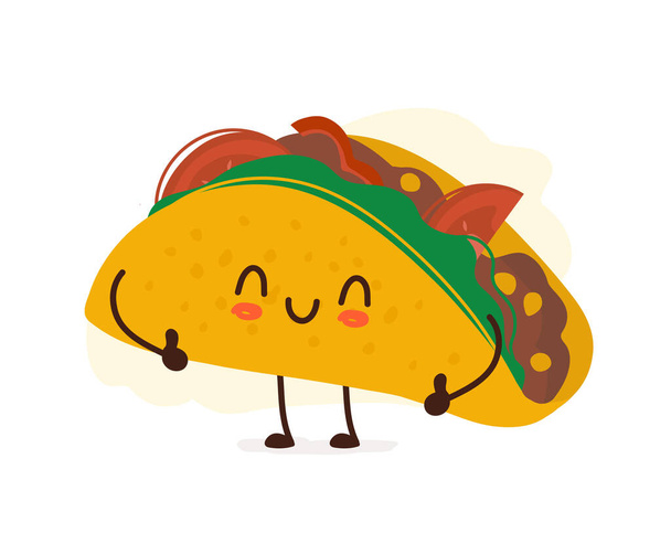 Ízletes aranyos boldog mosolygós taco így hüvelykujj fel - Vektor, kép