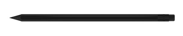 Černá tužka v černé s černým guma izolované na bílém pozadí. 3D ilustrace. Jeden objekt. - Fotografie, Obrázek