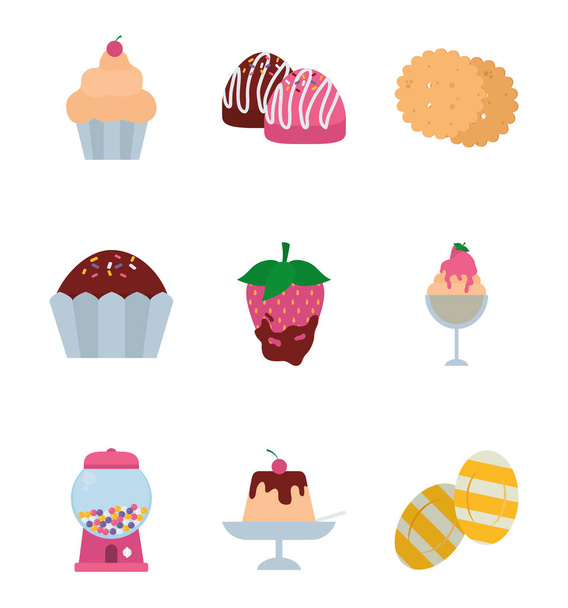 Izolált édes élelmiszer ikon készlet vektor kialakítása - Vektor, kép