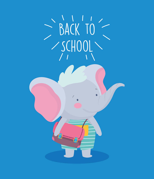 de vuelta a la educación escolar lindo elefante pequeño con mochila
 - Vector, Imagen