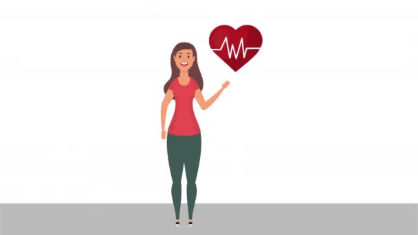 mujer joven con estilo de vida saludable corazón cardio
 - Metraje, vídeo