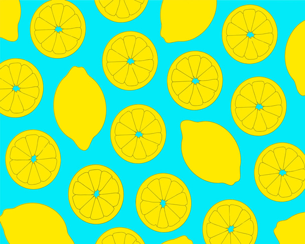 Нежный векторный лимонный узор. Фон с фруктами
.  - Вектор,изображение
