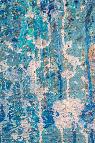 Blau lackierte alte verwitterte Betonwand Textur - Foto, Bild
