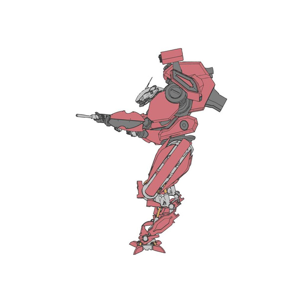 Sci-fi mecha katona áll. Katonai futurisztikus robot. Mecha egy pilóta irányítása alatt áll - Vektor, kép