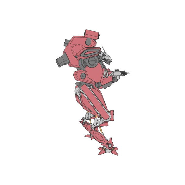 Sci-fi mecha soldier standing. Military futuristic robot. Mecha controlled by a pilot - Vector, Image