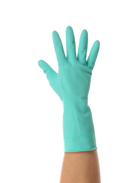 Hand in blue glove. - Φωτογραφία, εικόνα