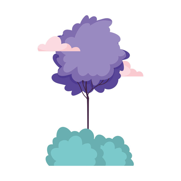 greenery tree bushes foliage vegetation clouds - Vector, afbeelding