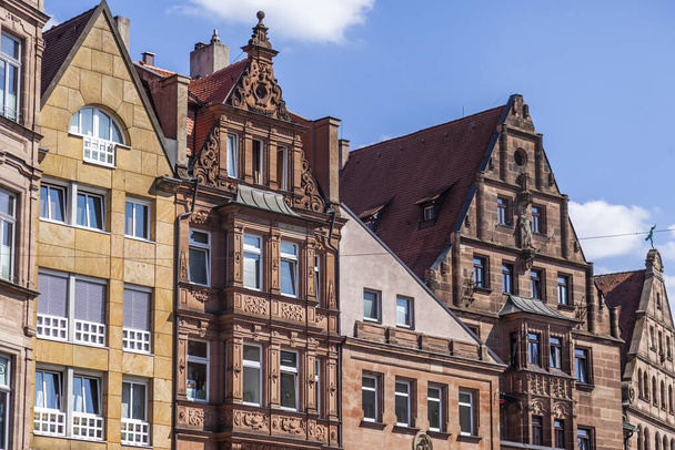 Nuremberg, Germany, on August 21, 2018. A fragment of a typical architectural complex in the old city - 写真・画像