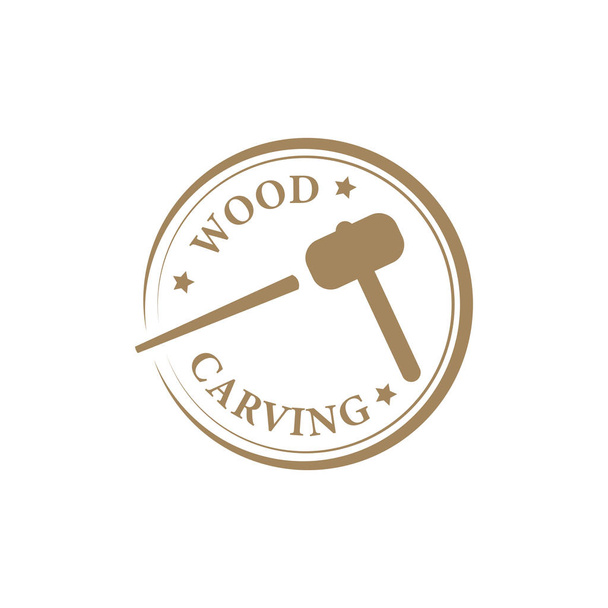 Λογότυπο ξυλογλυπτικής Εικονογράφηση. Σχεδιασμός λογότυπου χαράκτη ξύλου - Διάνυσμα, εικόνα