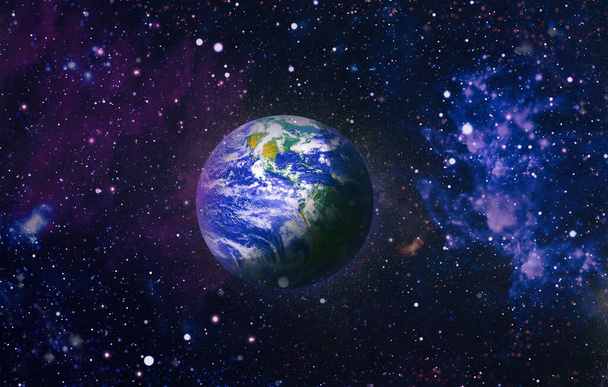 Γήινος πλανήτης σε γαλαξία χρήση για το σχεδιασμό της επιστήμης. Γη και γαλαξίες στο διάστημα. Τέχνη επιστημονικής φαντασίας. Στοιχεία αυτής της εικόνας παρέχονται από Nasa. - Φωτογραφία, εικόνα