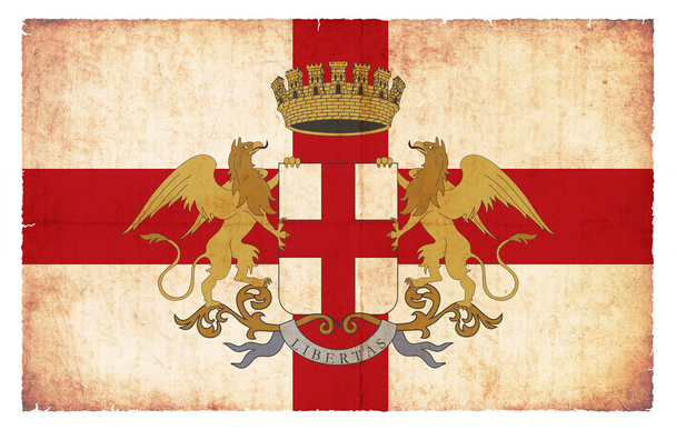 Grunge flag of Genoa (Italy) - Foto, Imagen