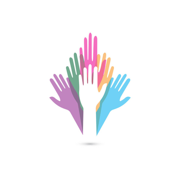 Hand symbol community care logo vector illustration design - Vetor, Imagem