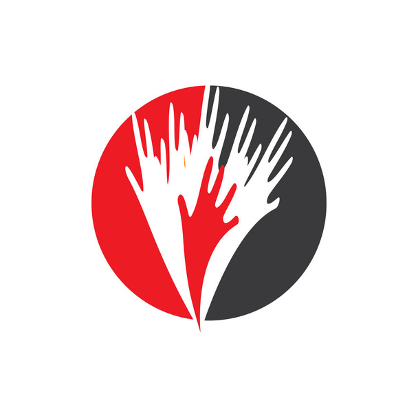 Käsi symboli yhteisön hoito logo vektori kuvitus suunnittelu
 - Vektori, kuva