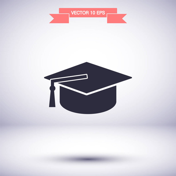 Graduation cap vector icon, lorem ipsum Platte uitvoering - Vector, afbeelding