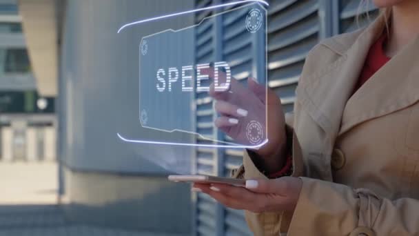 Bizneswoman interakcji Hud Speed - Materiał filmowy, wideo