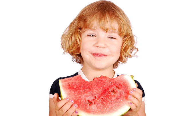 Happy little girl with watermelon - Фото, зображення