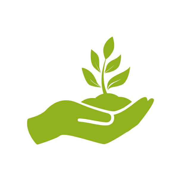 Plant in hand. Vector icon - Vector, afbeelding