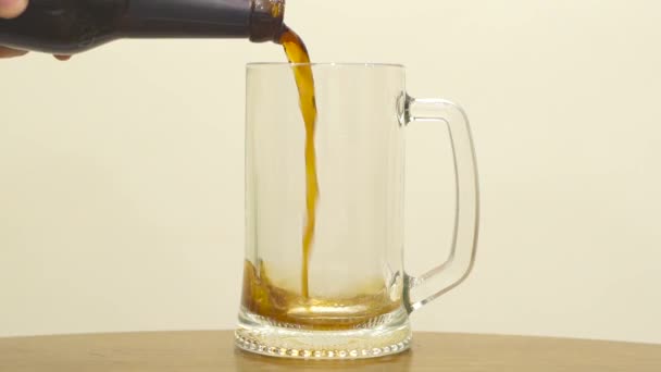 Pouring Beer Into A Glass On White Background. Slow Motion - Video, Çekim