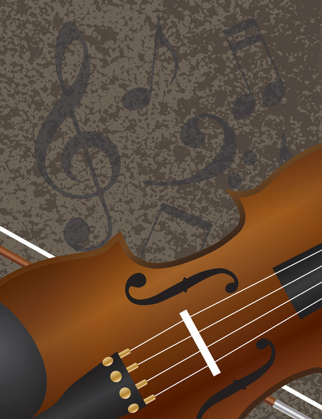 βιολί τόξο με μουσικές νότες φόντο illuustration - Διάνυσμα, εικόνα