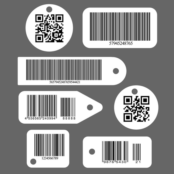 Εικονογράφηση διάνυσμα barcodes και Qr κωδικούς, που χρησιμοποιούνται σε σούπερ μάρκετ και καταστήματα, φέρει μια βιομηχανική αίσθηση. Eps 10 - Διάνυσμα, εικόνα