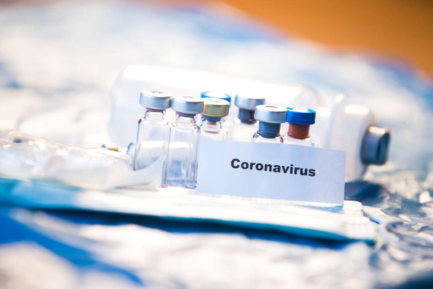 Coronavirus vakcinák palack orvosi háttér - Fotó, kép