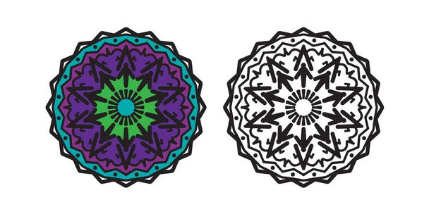 Mandala okrągły wzór vintage. Plemienna henna indyjska i arabska mo - Wektor, obraz