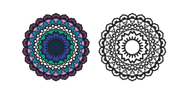 Mandala okrągły wzór vintage. Plemienna henna indyjska i arabska mo - Wektor, obraz