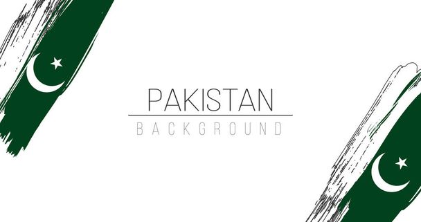 Pakistan flag brush style background with stripes. Stock vector illustration isolated on white background. - Vektör, Görsel