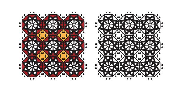 Мандала круглый образец винтажа. Племенная хна индийская и арабская мо
 - Вектор,изображение