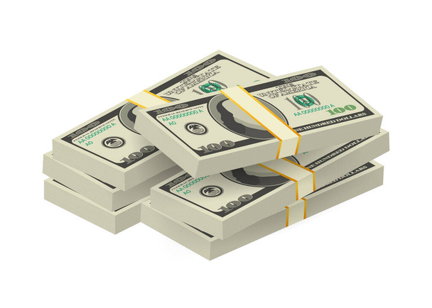 Hundred dollar bill on white background. Money. Vector stock illustration. - Vector, Image